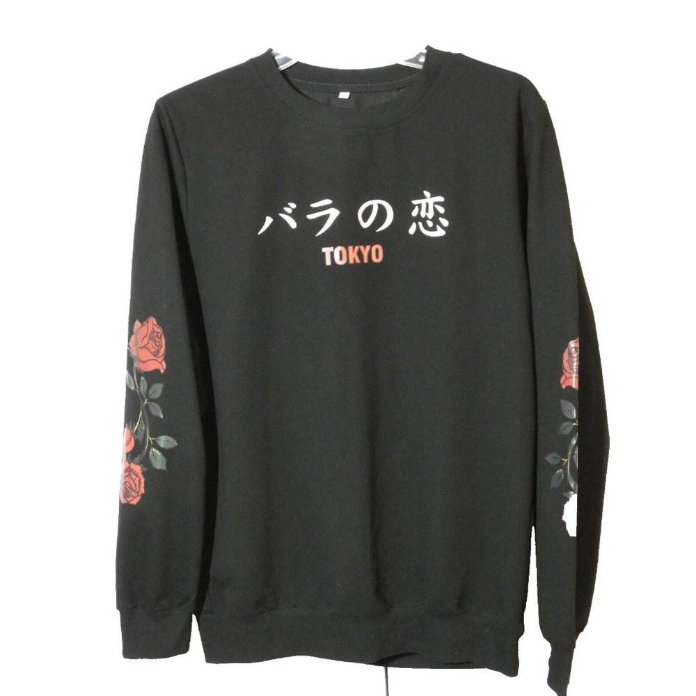 Tokyo Black Tshirt Long Sleeve Roses Shein Adult Japan Band Men Women size S
